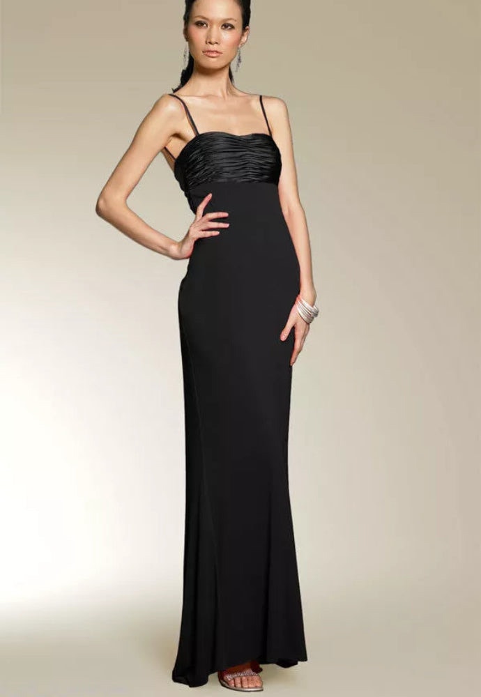 Mary L. Couture Black Evening Gown Size 10 Ruched Bodice Formal Prom Gala Dress